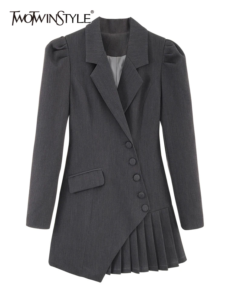 TWOTWINSTYLE Casual Slim Asymmetrical Black Dress For Women Notched Long Sleeve High Waist Loose Solid Mini Dresses Female 2022
TWOTWINSTYLE Casual Slim Asymmetrical Black Dress For Women Notched Long Sleeve High Waist Loose Solid Mini Dresses Female 2022