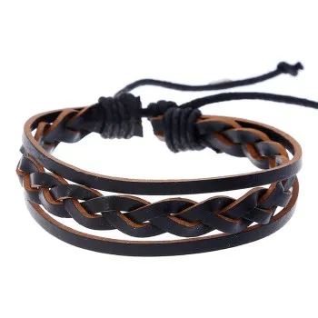 Cross-border new jewelry vintage woven leather bracelet simple European and American men's faux leather bracelet B01795 
Cross-border new jewelry vintage woven leather bracelet simple European and American men's faux leather bracelet B01795
