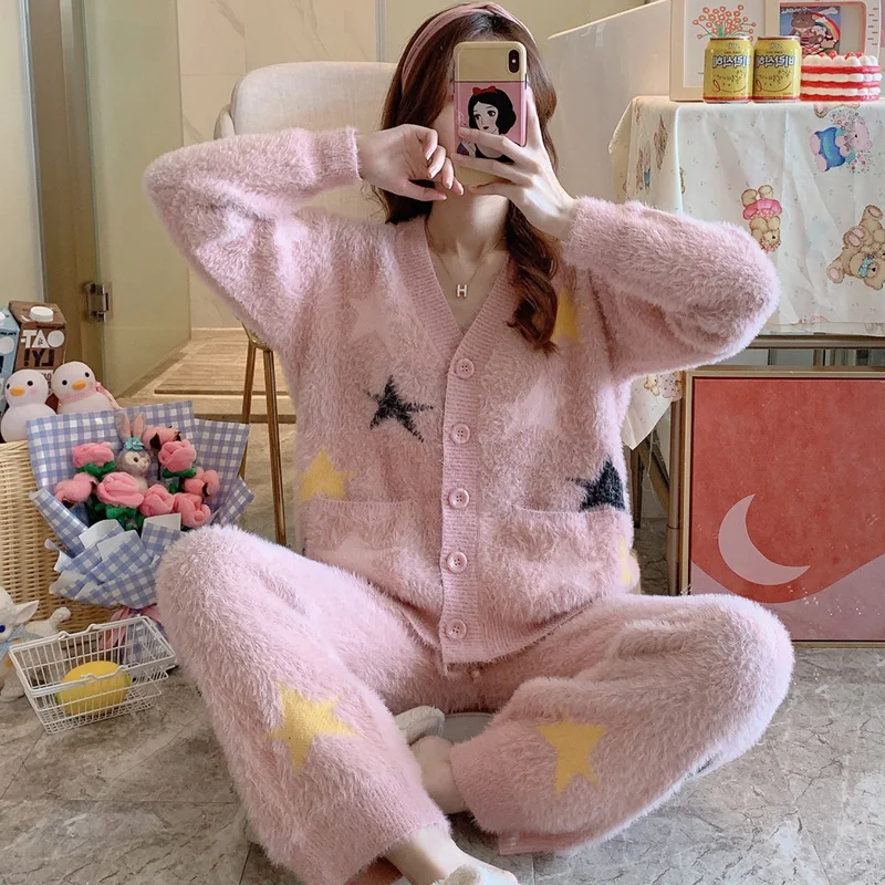 JRMISSLI Women Pajamas Suits Winter Flannel Long Sleeve Thickened Plush Coral Velvet Autumn And Winter Home Wear Set Sleepwear
JRMISSLI Women Pajamas Suits Winter Flannel Long Sleeve Thickened Plush Coral Velvet Autumn And Winter Home Wear Set Sleepwear