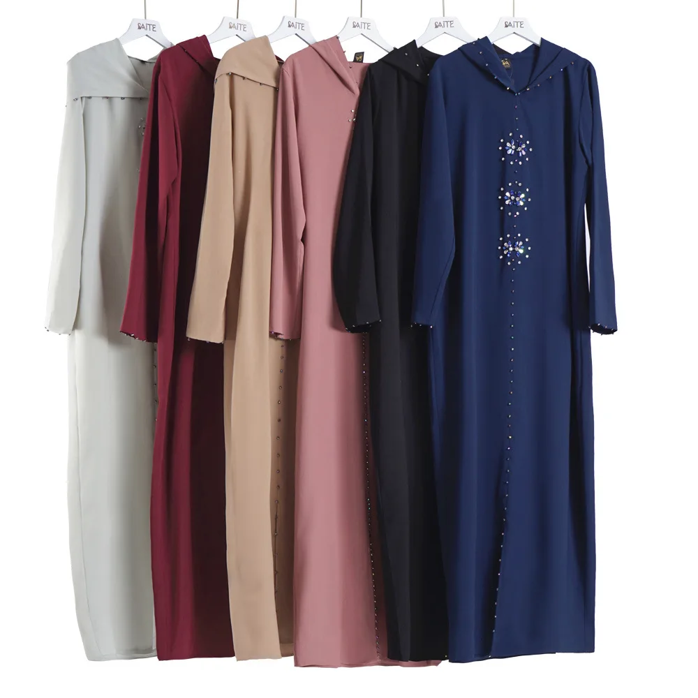 2021Abaya Middle East Dubai Muslim Heavy Industry Beaded Hooded Hand-sewn Colorful Beads Hand-sewn Rhinestone Women's Dress
2021Abaya Middle East Dubai Muslim Heavy Industry Beaded Hooded Hand-sewn Colorful Beads Hand-sewn Rhinestone Women's Dress