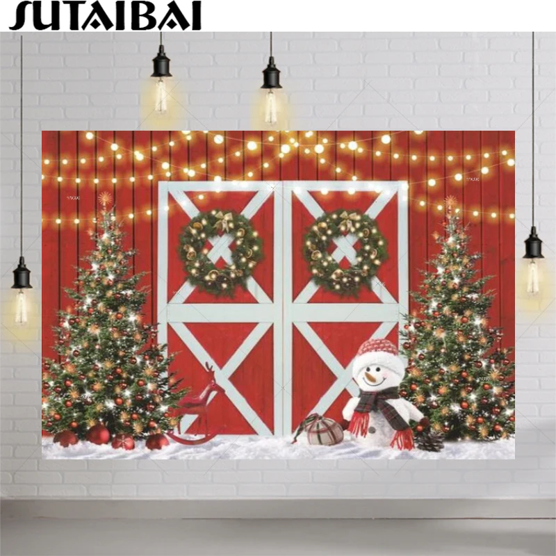 Christmas Backdrop Christmas Tree Wreath Wood Red Barn Door Snowman Child Kids Baby Photo Background Photography Portrait Studio
Christmas Backdrop Christmas Tree Wreath Wood Red Barn Door Snowman Child Kids Baby Photo Background Photography Portrait Studio