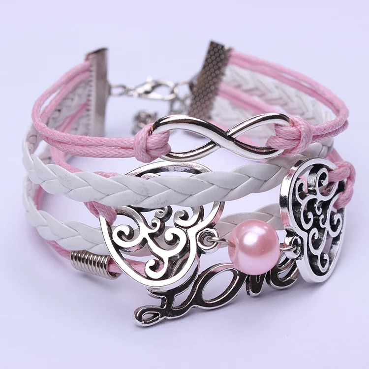 Pink romantic series Bracelet double peach heart love pearl multi strand hand woven Bracelet hot in Europe and America
Pink romantic series Bracelet double peach heart love pearl multi strand hand woven Bracelet hot in Europe and America