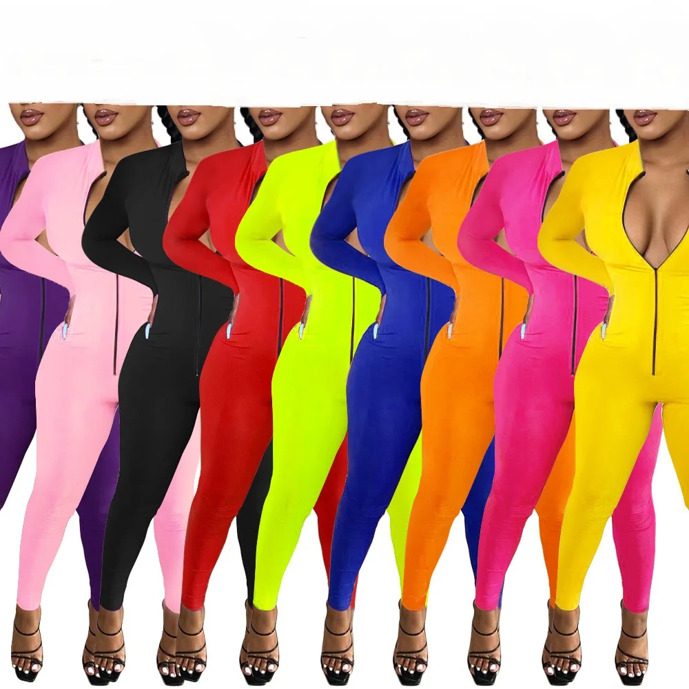Autumn Sexy Jumpsuit For Women Zipper Stand Collar Long Sleeve Elastic Women Jumpsuit Fashion Solid Color Bodysuit Women Clothes
Autumn Sexy Jumpsuit For Women Zipper Stand Collar Long Sleeve Elastic Women Jumpsuit Fashion Solid Color Bodysuit Women Clothes
