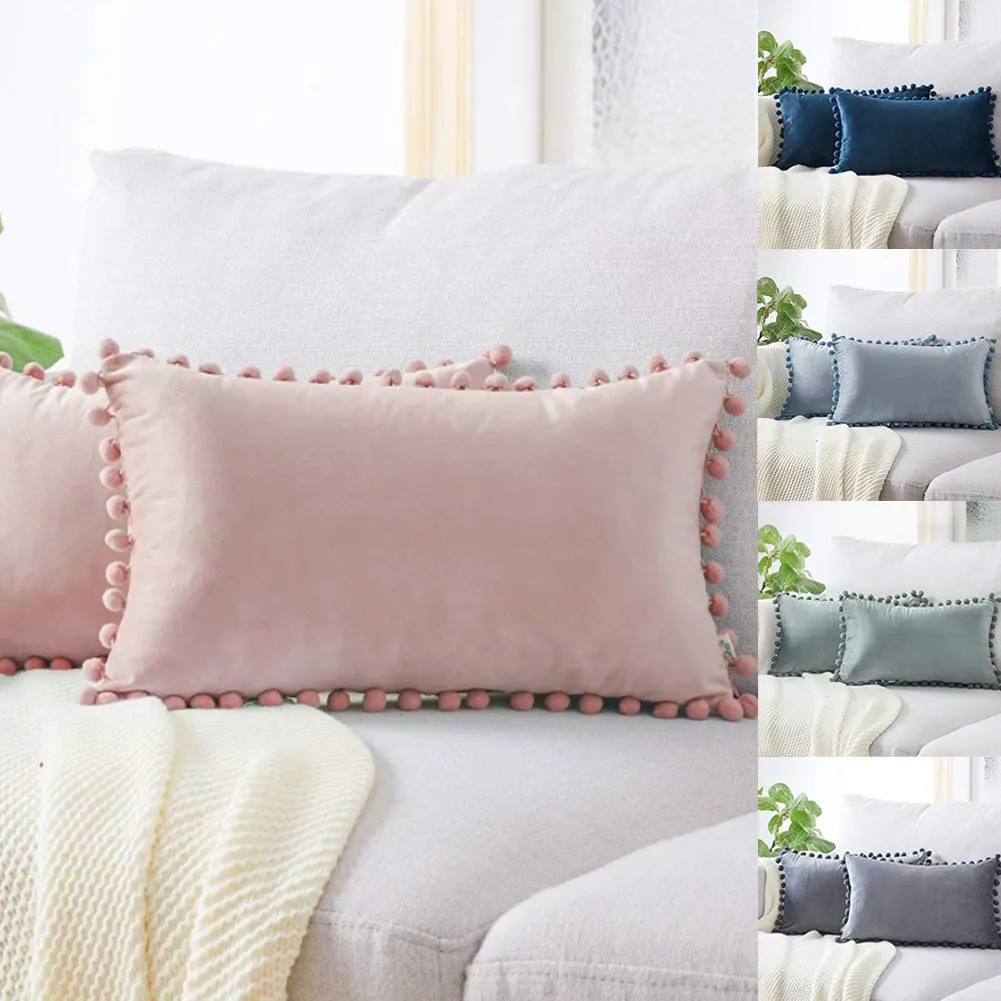 30*50cm Velvet Cushion Cover Soft Solid Color Pom Ball Fringed Home Decor Sofa Throw Pillow Case Living Room Car Chair Decor
30*50cm Velvet Cushion Cover Soft Solid Color Pom Ball Fringed Home Decor Sofa Throw Pillow Case Living Room Car Chair Decor