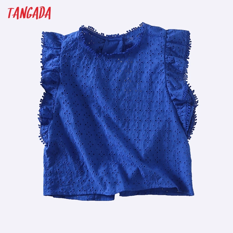 Tangada Women Blue Embroidery Romantic Cotton Blouse Shirt Backless Ruffles Sleeve 2021 Chic Female Shirt Tops 6H81
Tangada Women Blue Embroidery Romantic Cotton Blouse Shirt Backless Ruffles Sleeve 2021 Chic Female Shirt Tops 6H81