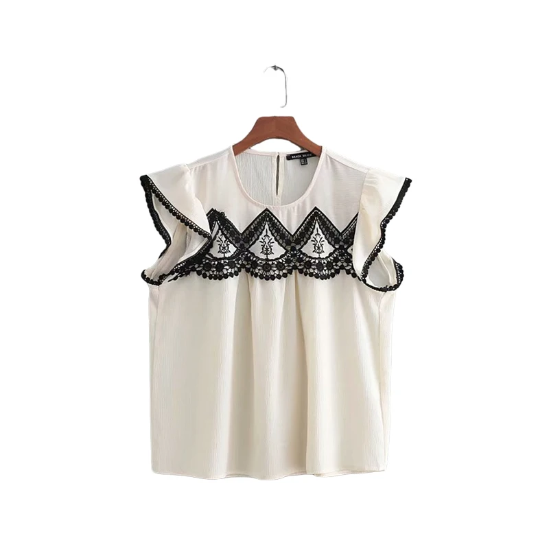 OLOMM Sleeveless O-Neck Women's Shirt Spring Embroidery Chiffon Elegant Blouse Fashion Casual Vintage All-Match Stitching Top
OLOMM Sleeveless O-Neck Women's Shirt Spring Embroidery Chiffon Elegant Blouse Fashion Casual Vintage All-Match Stitching Top