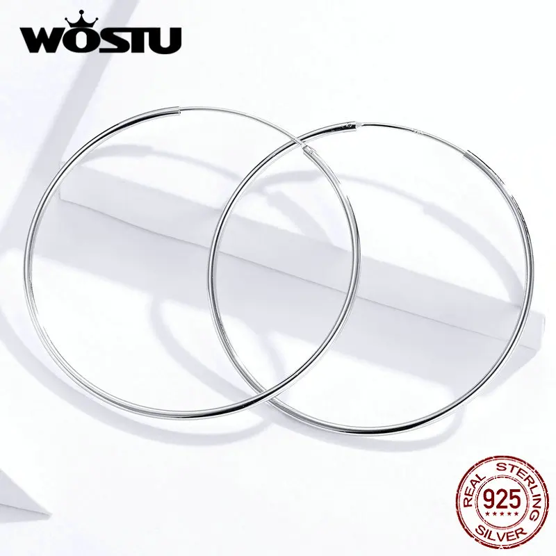 WOSTU 925 Sterling Silver Big Circle Hoop Earrings For Women Minimalist Simple Round Earrings Fashion Wedding Jewelry FIE710
WOSTU 925 Sterling Silver Big Circle Hoop Earrings For Women Minimalist Simple Round Earrings Fashion Wedding Jewelry FIE710
