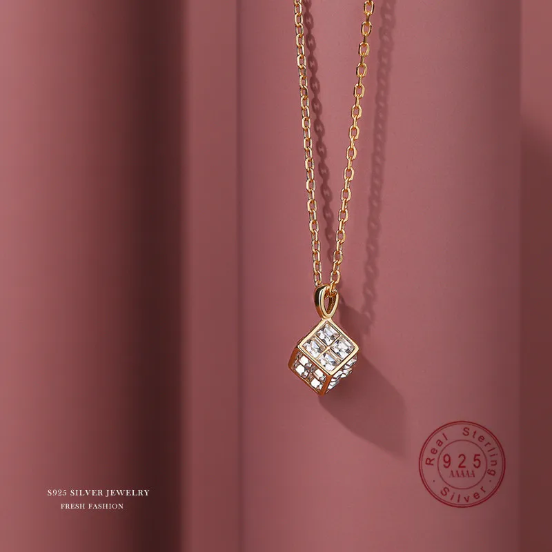 HI MAN Korean Crystal Geometric Square S925 Sterling Silver Pendant Necklace Women Creative Trend Gift Jewelry
HI MAN Korean Crystal Geometric Square S925 Sterling Silver Pendant Necklace Women Creative Trend Gift Jewelry
