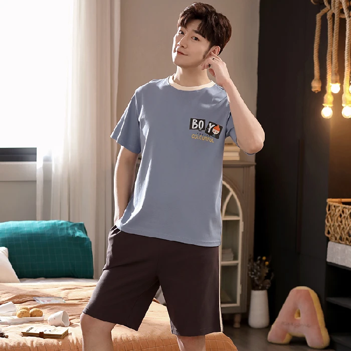 Cotton Man's Short Sleeve Cartoon Short Sleeved Top+Shorts Summer Men's Pajamas Set Loose Leisure Elastic Waist Male Sleepwear
Cotton Man's Short Sleeve Cartoon Short Sleeved Top+Shorts Summer Men's Pajamas Set Loose Leisure Elastic Waist Male Sleepwear