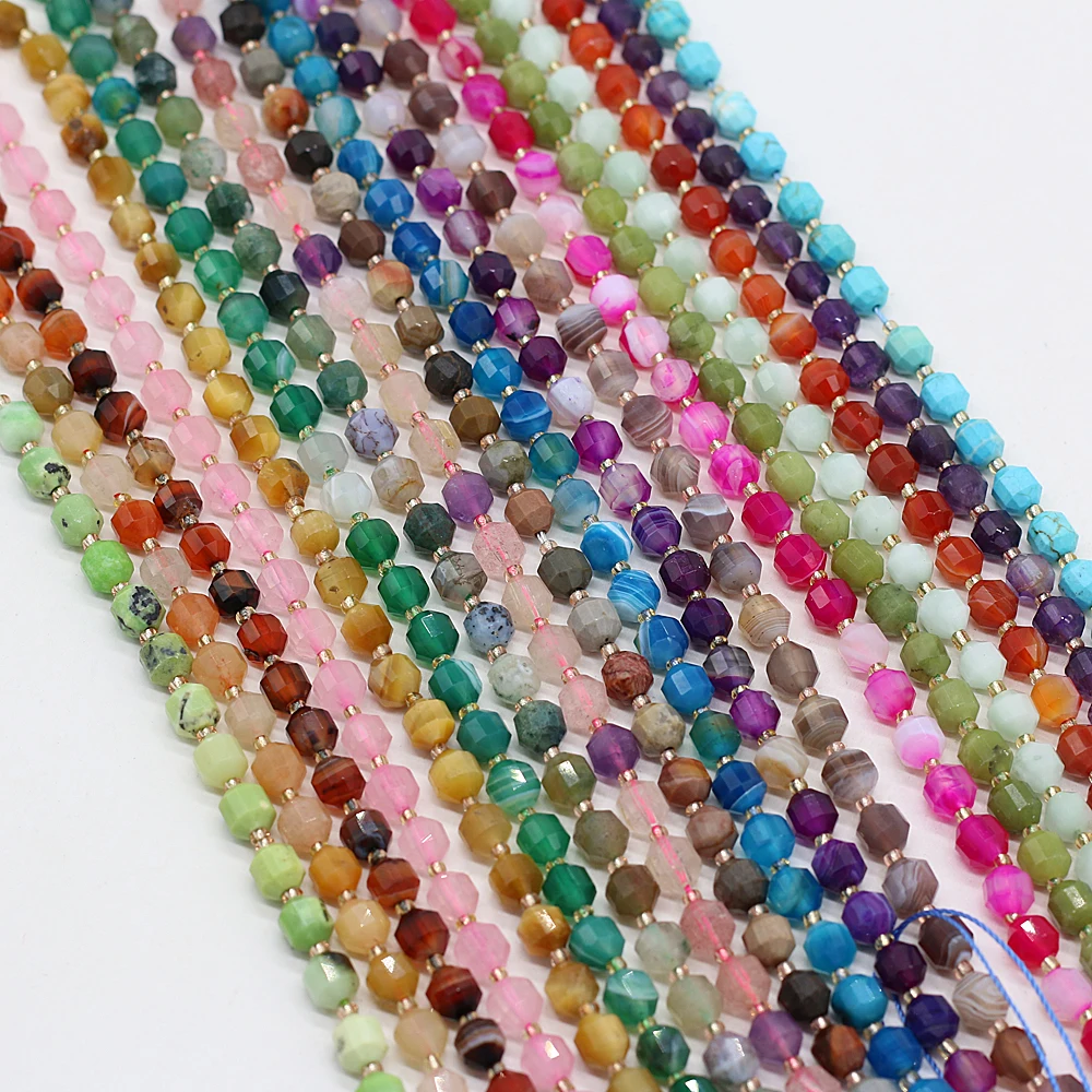 

Natural stone semi-precious stones faceted round beaded multi-color jewelry can be used for DIY necklace bracelet jewelry making