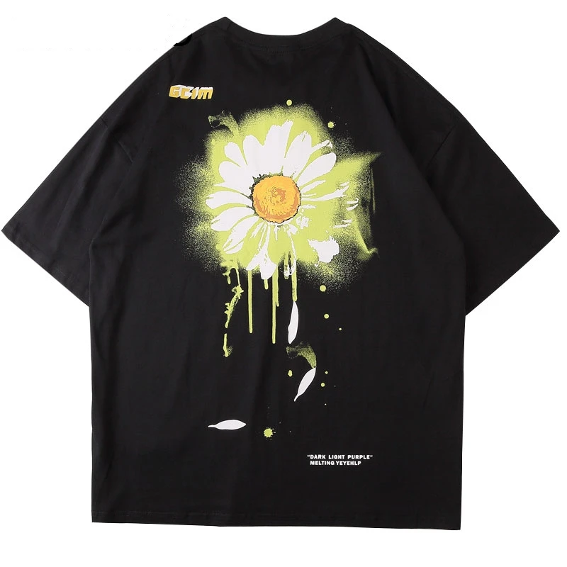Graffiti Ink Daisy Print Short Sleeve Streetwear T-Shirts Harajuku Hip Hop Fashion Casual Couples Tshirts Summer Loose Tops Men
Graffiti Ink Daisy Print Short Sleeve Streetwear T-Shirts Harajuku Hip Hop Fashion Casual Couples Tshirts Summer Loose Tops Men