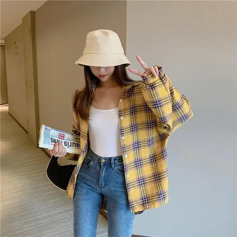 Korean Style Plaid Classic Loose Shirts Blouse Women Daily All-match Cute Student Women Clothing 2021 New
Korean Style Plaid Classic Loose Shirts Blouse Women Daily All-match Cute Student Women Clothing 2021 New
