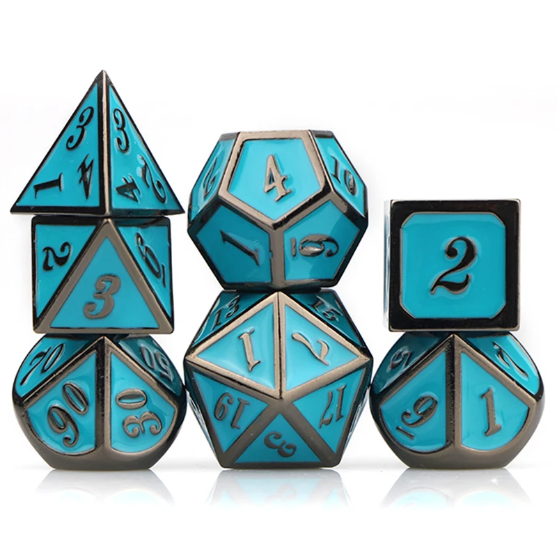 Игральные кости Dnd комплект металлические набор многогранные таможня d & синий