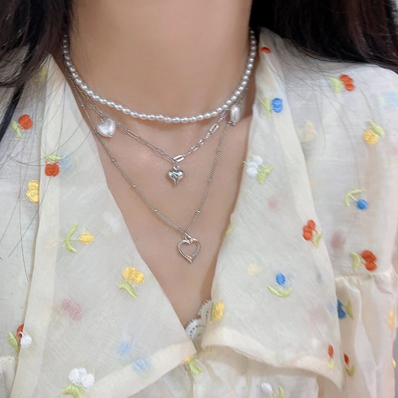 Женская цепочка с подвеской в форме сердца, многослойная
Женская цепочка с подвеской в форме сердца, многослойная