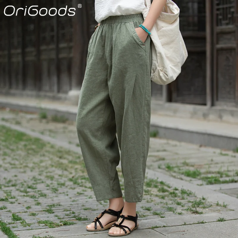 OriGoods Cropped Harem Pants Women Spring Summer 2021 New Linen Pants Loose Casual Vintage Capri Trousers For Ladies Femme B313
OriGoods Cropped Harem Pants Women Spring Summer 2021 New Linen Pants Loose Casual Vintage Capri Trousers For Ladies Femme B313
