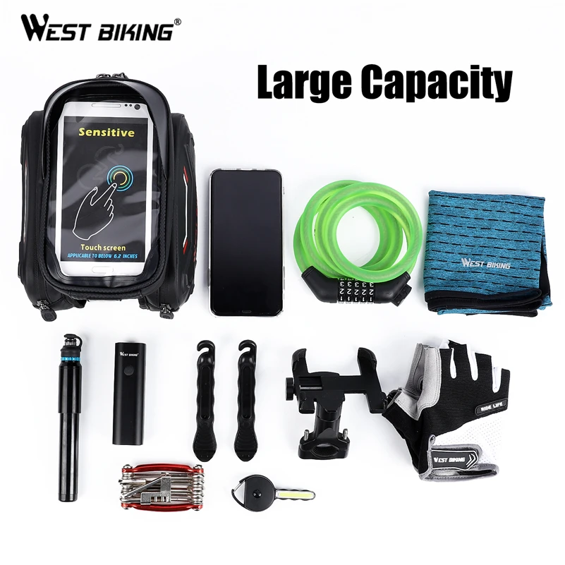 WEST BIKING MTB Bike Bag Waterproof Touch Screen Bicycle Top Front Tube Frame Bags 6.2 Phone Case Cycling Bike Top Tube Bag 
WEST BIKING MTB Bike Bag Waterproof Touch Screen Bicycle Top Front Tube Frame Bags 6.2 Phone Case Cycling Bike Top Tube Bag