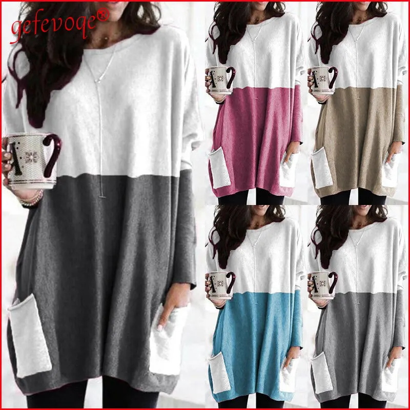 2022 Spring New Fashion Casual Tunic Top Women O Neck Long Sleeve Pockets Patchwork Loose T-shirt Plus Size Female Clothing 5XL
2022 Spring New Fashion Casual Tunic Top Women O Neck Long Sleeve Pockets Patchwork Loose T-shirt Plus Size Female Clothing 5XL