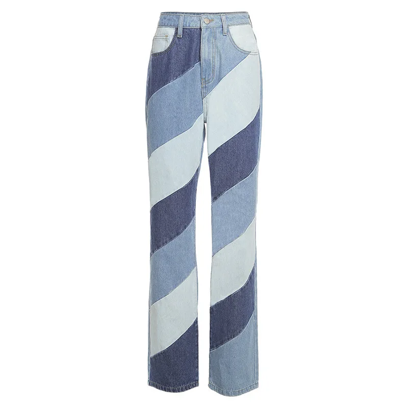 Europe and the United States 2 New High-waisted Zipper Buttons Color-blocking Straight Slim-fit Wide-leg Jeans Women
Europe and the United States 2 New High-waisted Zipper Buttons Color-blocking Straight Slim-fit Wide-leg Jeans Women