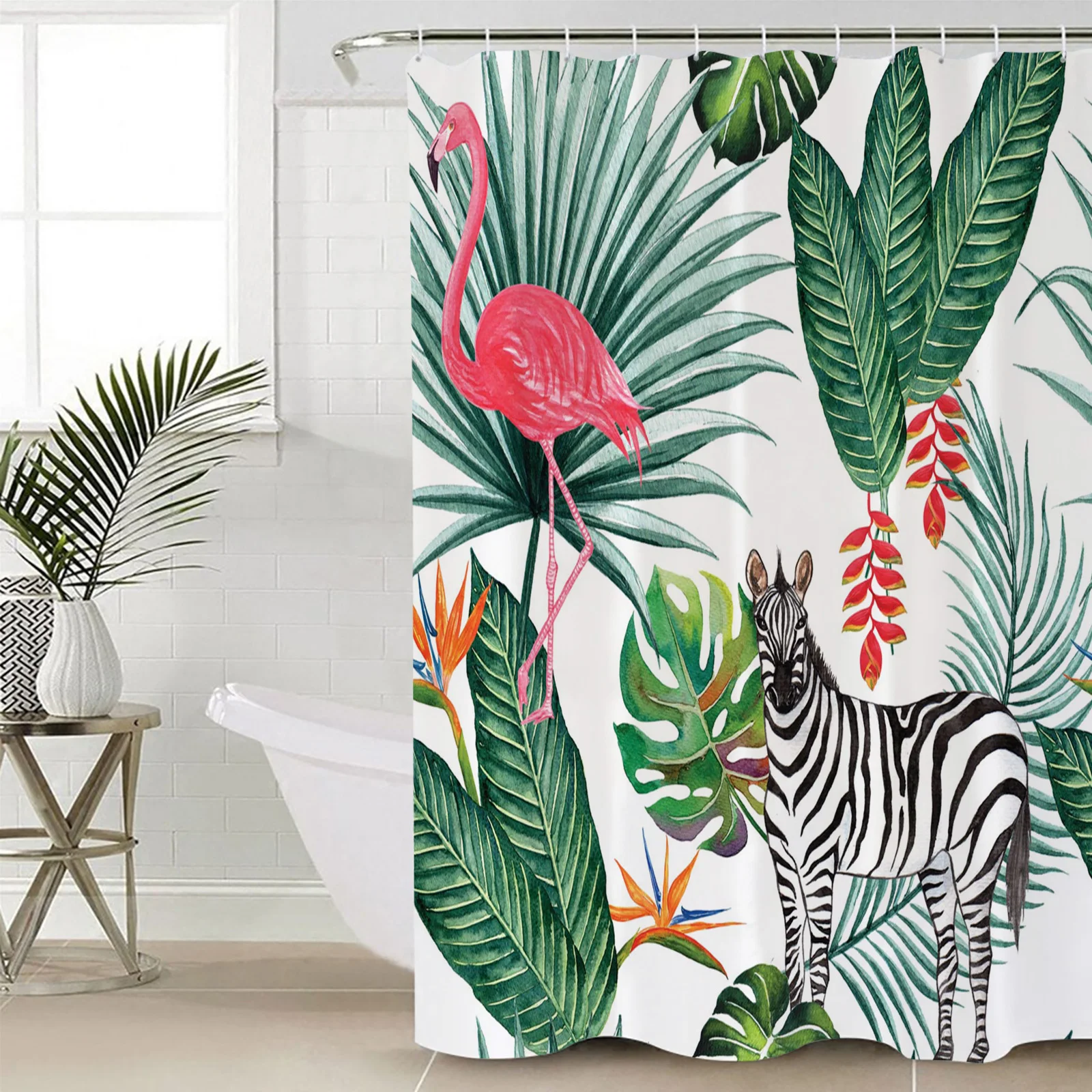 Zebra Flamingo Tropical Jungle Shower Curtain Bathroom Decorative Waterproof Polyester Fabric Curtain for Bathroom
Zebra Flamingo Tropical Jungle Shower Curtain Bathroom Decorative Waterproof Polyester Fabric Curtain for Bathroom