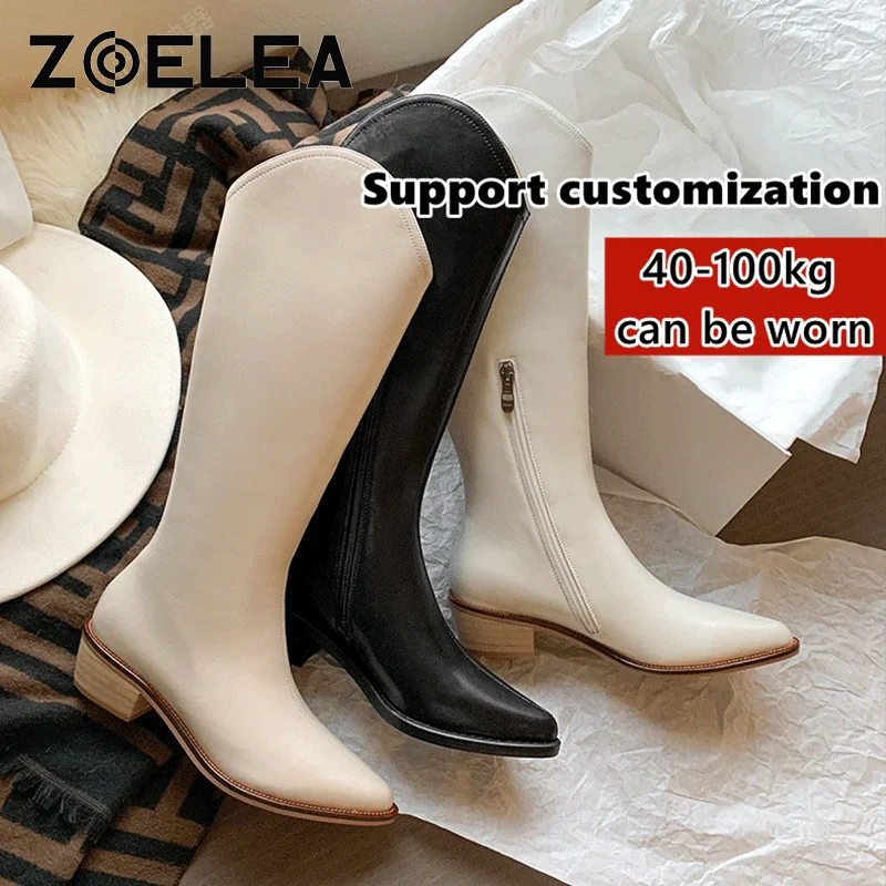 Plus Size 43 Thin Slim Leg High Quality Cowhide Knee-High Knight Boots Black Pointed Western Cowboy For Fat Lady Thick Leg Boots
Plus Size 43 Thin Slim Leg High Quality Cowhide Knee-High Knight Boots Black Pointed Western Cowboy For Fat Lady Thick Leg Boots