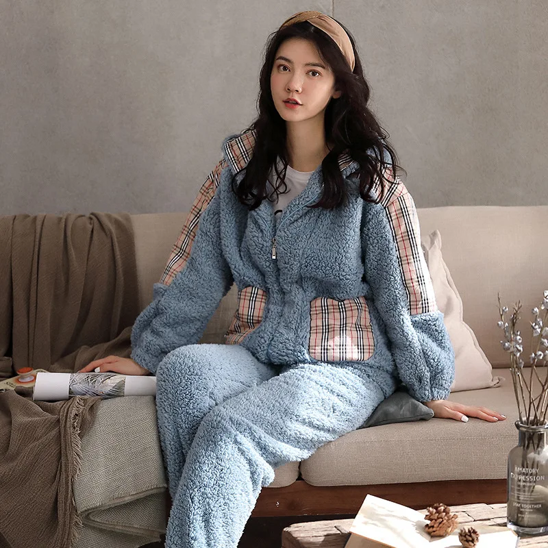 Hooded Flannel Pajamas Sets Nightgown Winter Warm Nightwear Casual Women Sleepwear Lounge Wear Soft Pijamas Pockets Homewear
Hooded Flannel Pajamas Sets Nightgown Winter Warm Nightwear Casual Women Sleepwear Lounge Wear Soft Pijamas Pockets Homewear