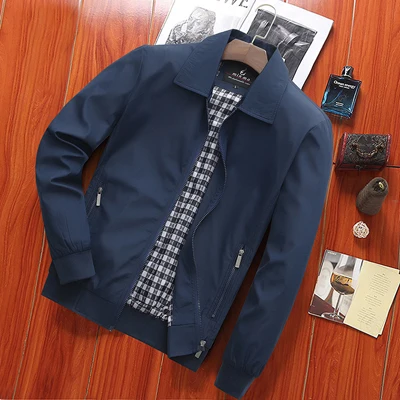 Куртка мужская приталенная деловая, Повседневная Верхняя одежда с отложным воротником, Бомбер, весна-осень 
Куртка мужская приталенная деловая, Повседневная Верхняя одежда с отложным воротником, Бомбер, весна-осень
