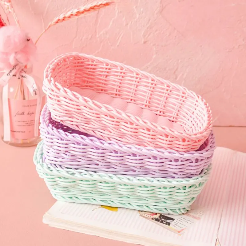 Wickerwork Basket Macaron Color Woven Storage Basket Bread Basket Serving Basket Food Fruit Cosmetic Storage Box
Wickerwork Basket Macaron Color Woven Storage Basket Bread Basket Serving Basket Food Fruit Cosmetic Storage Box