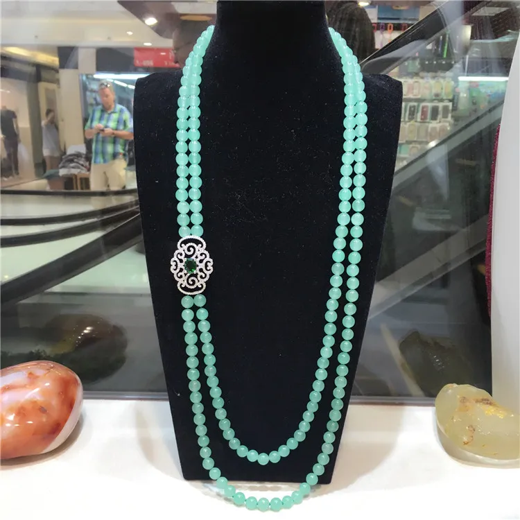 hot sell natural dongling green stone beads multilayer micro inlay zircon clasp long necklace sweater chain fashion jewelry
hot sell natural dongling green stone beads multilayer micro inlay zircon clasp long necklace sweater chain fashion jewelry