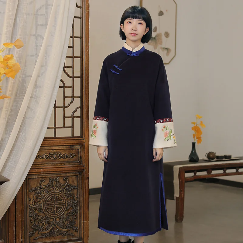Women chinese style dress 2019 winter new improved Hanfu Chinese style embroidered dress Zen clothing women
Women chinese style dress 2019 winter new improved Hanfu Chinese style embroidered dress Zen clothing women