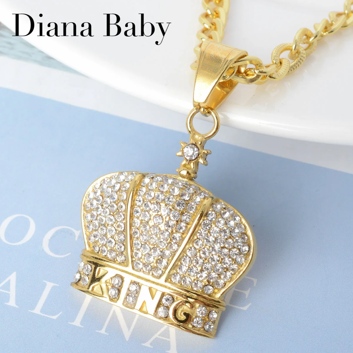 Diana Baby Jewelry Stainless Steel Zircon Crown Pendant & Necklace Link Chain European American Hip Hop For Men Gift Daily Wear
Diana Baby Jewelry Stainless Steel Zircon Crown Pendant & Necklace Link Chain European American Hip Hop For Men Gift Daily Wear