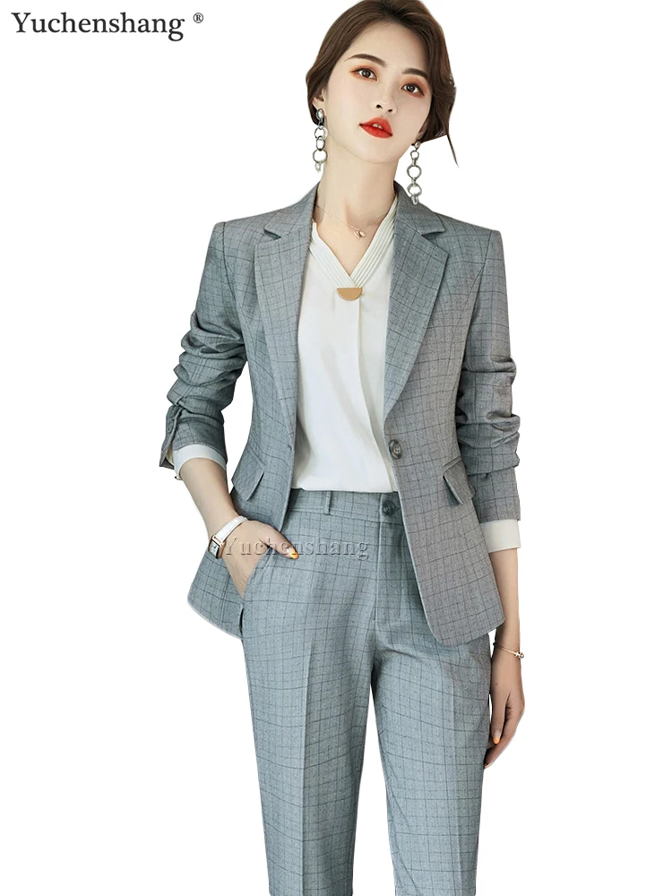 2020 hiqh quality fashion pant suits for work business women office lady one button plaid jackets pants slim fit 2 piece set
2020 hiqh quality fashion pant suits for work business women office lady one button plaid jackets pants slim fit 2 piece set