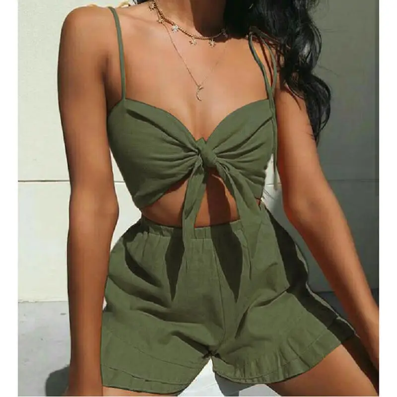 2PCS Set Women Solid Color Beach Clothing Knotted Camisole Elastic Shorts Suit Summer Sexy Casual Garments Female Clothing 2020
2PCS Set Women Solid Color Beach Clothing Knotted Camisole Elastic Shorts Suit Summer Sexy Casual Garments Female Clothing 2020