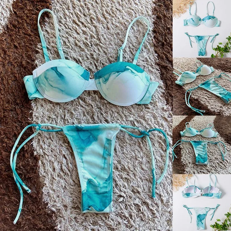 Women's Sexy Swimsuit Thin Strap Tie-Dye Bikini Suit Steel Ring Swimsuit
Women's Sexy Swimsuit Thin Strap Tie-Dye Bikini Suit Steel Ring Swimsuit
