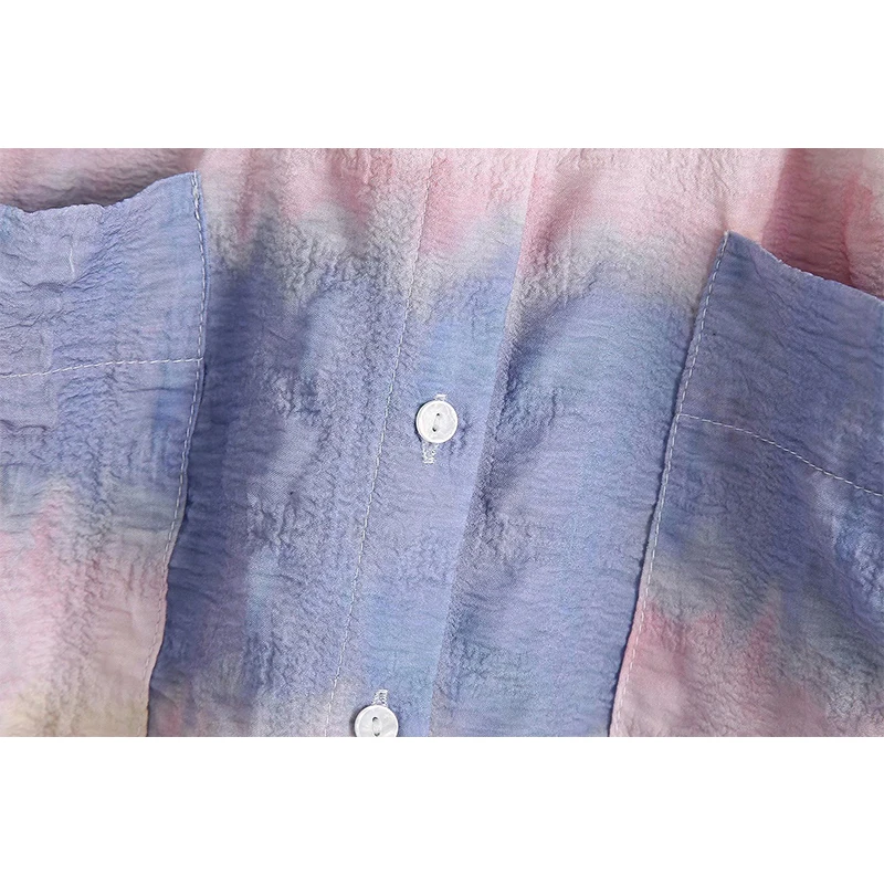 2021 Summer Women Fashion Tie-Dye Shirt Blouse Short Sleeve Turn Down Collar Female Chic Short Tops BB1181 
2021 Summer Women Fashion Tie-Dye Shirt Blouse Short Sleeve Turn Down Collar Female Chic Short Tops BB1181