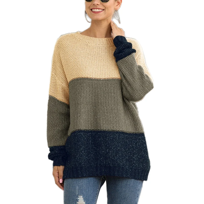 Women Long Sleeve Knit Sweater Color Block Wide Stripe Loose Pullover Tunic Tops BX0B
Women Long Sleeve Knit Sweater Color Block Wide Stripe Loose Pullover Tunic Tops BX0B