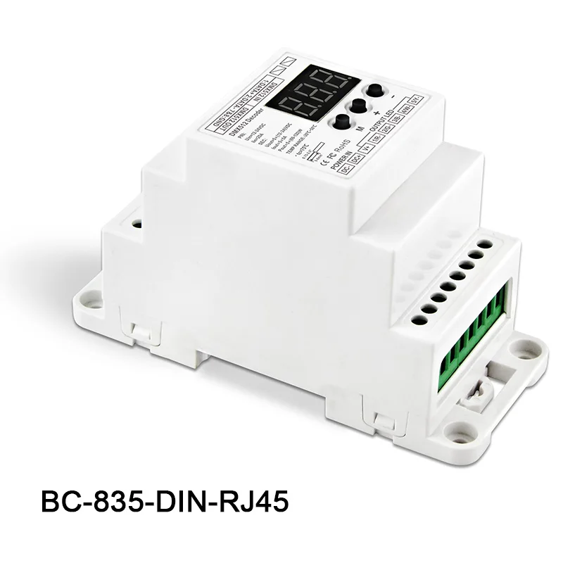 BC 835 DIN RJ45 ID вход 5A * 5CH выход DC12 24V DMX512/1990 контроллер декодера для светодиодной