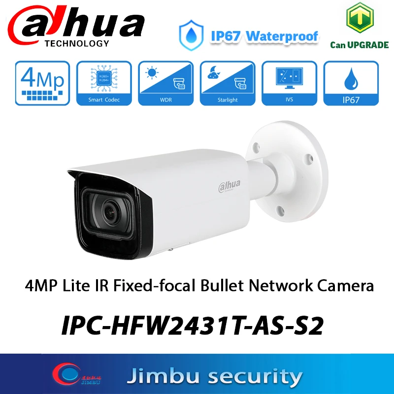 Dahua IPC-HFW2431T-AS-S2 4MP POE IPtv Camera Starlight 80M Motion detection IP67 CCTV Outdoor Waterproof Surveillance Camera
Dahua IPC-HFW2431T-AS-S2 4MP POE IPtv Camera Starlight 80M Motion detection IP67 CCTV Outdoor Waterproof Surveillance Camera