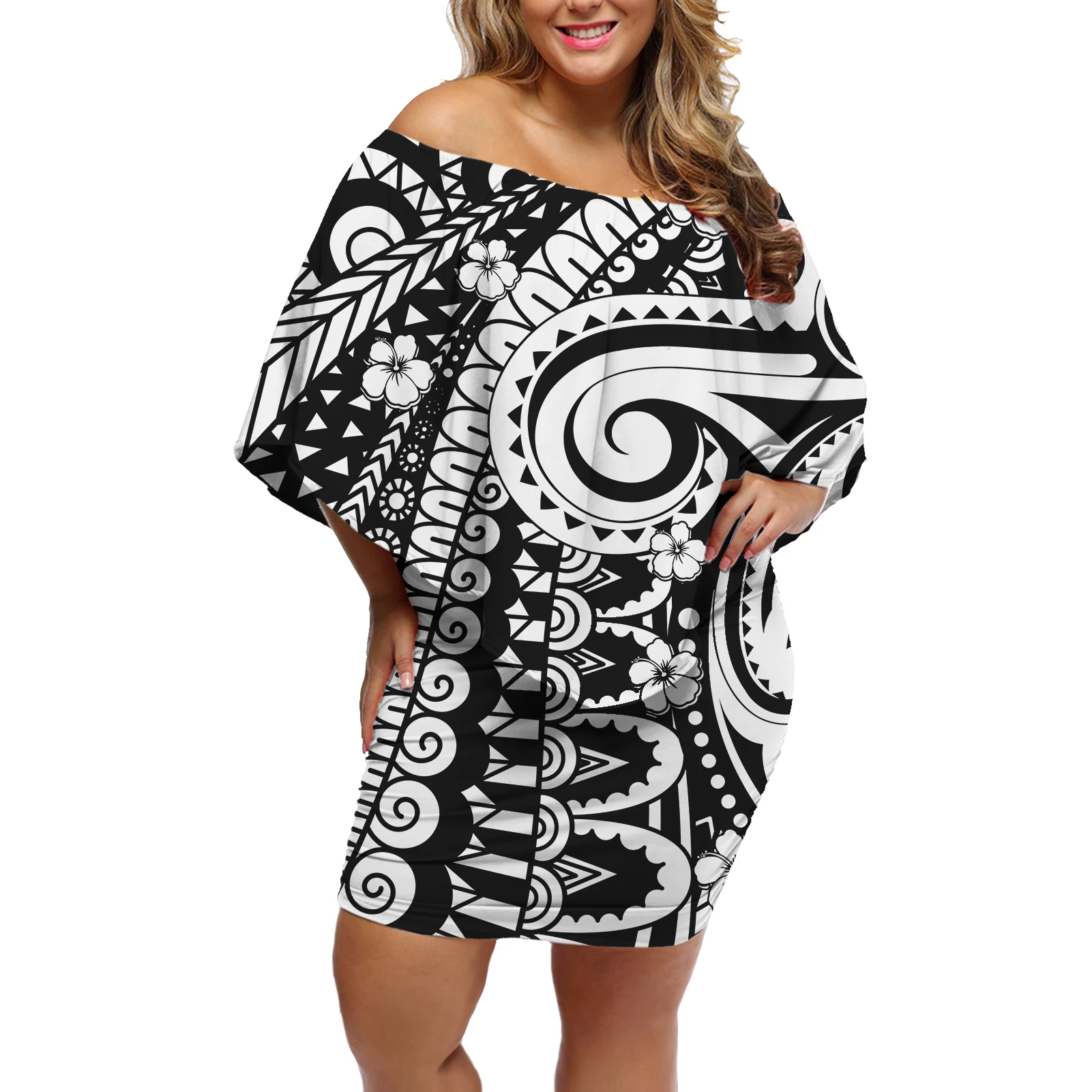 HYCOOL Wholesale Casual Elegant Clothes For Lady Samoan Tribal Tattoos Print White Dress Plus Size Off Shoulder Evening Dresses
HYCOOL Wholesale Casual Elegant Clothes For Lady Samoan Tribal Tattoos Print White Dress Plus Size Off Shoulder Evening Dresses