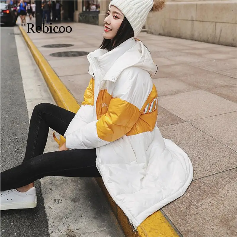 Fashion Long Patchwork Letter Hooded Parka Woman Mix Color Thick Slim Jacket Women 2019 Winter Casual Warm Coat Mujer
Fashion Long Patchwork Letter Hooded Parka Woman Mix Color Thick Slim Jacket Women 2019 Winter Casual Warm Coat Mujer