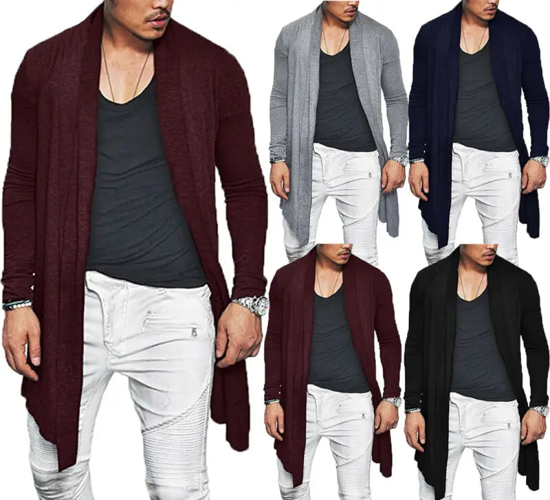 

Зимний теплый мужской длинный кардиган с запахом, свитер, джемпер, пальто, куртка, повседневная верхняя одежда, свитер