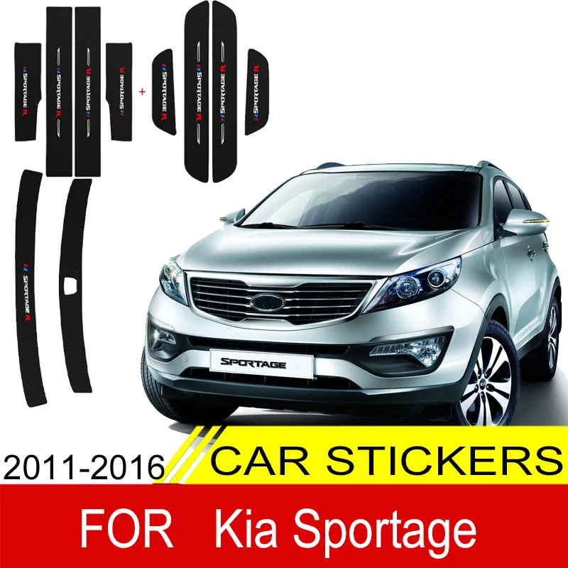 Защитная Накладка на порог автомобиля наклейки для Kia Sportage 2011-2016 2014 углеродное