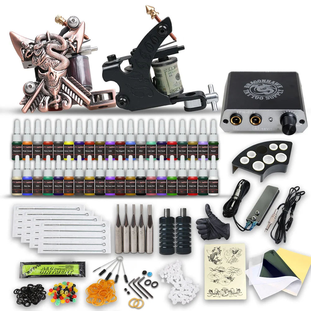 Полный татуировки Kit 40 Цвет чернила мини машина токарного станка Питание дешевый