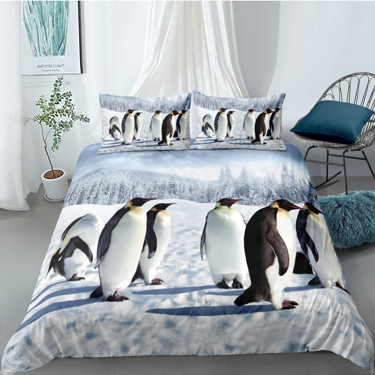 Home Textile Penguin Duvet Cover Set White Comforter Bedding Set 3D Animal Printing Quilt Cover Single Double Queen King Size
Home Textile Penguin Duvet Cover Set White Comforter Bedding Set 3D Animal Printing Quilt Cover Single Double Queen King Size
