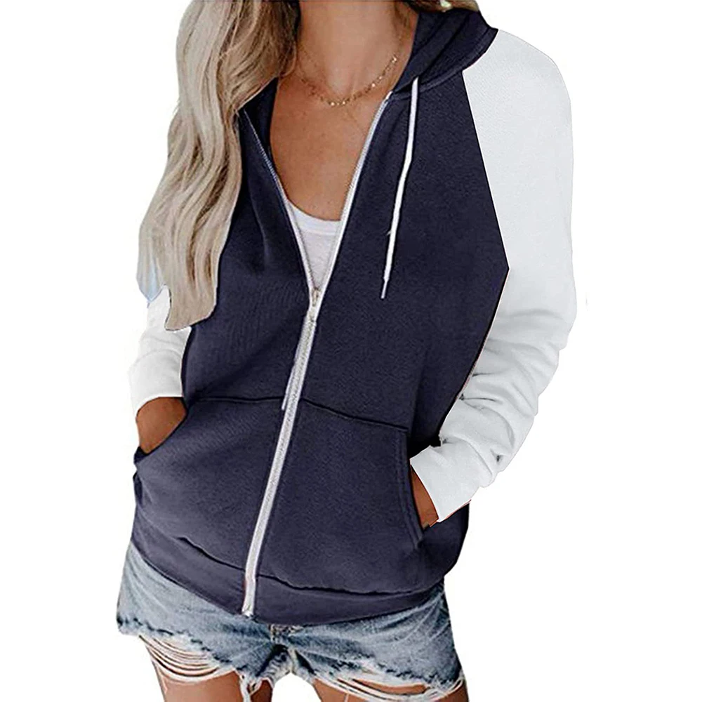 Fashion Hoodie Women's Pocket Loose Hooded Patchwork Casual Long Sleeve Base Zipper Jacket Loose Famale Drawstring Outwear
Fashion Hoodie Women's Pocket Loose Hooded Patchwork Casual Long Sleeve Base Zipper Jacket Loose Famale Drawstring Outwear