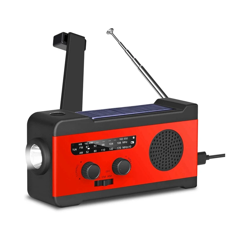Горячая солнечная аварийная AM FM WB радио с фонариком SOS тревога Динамо рукоятка