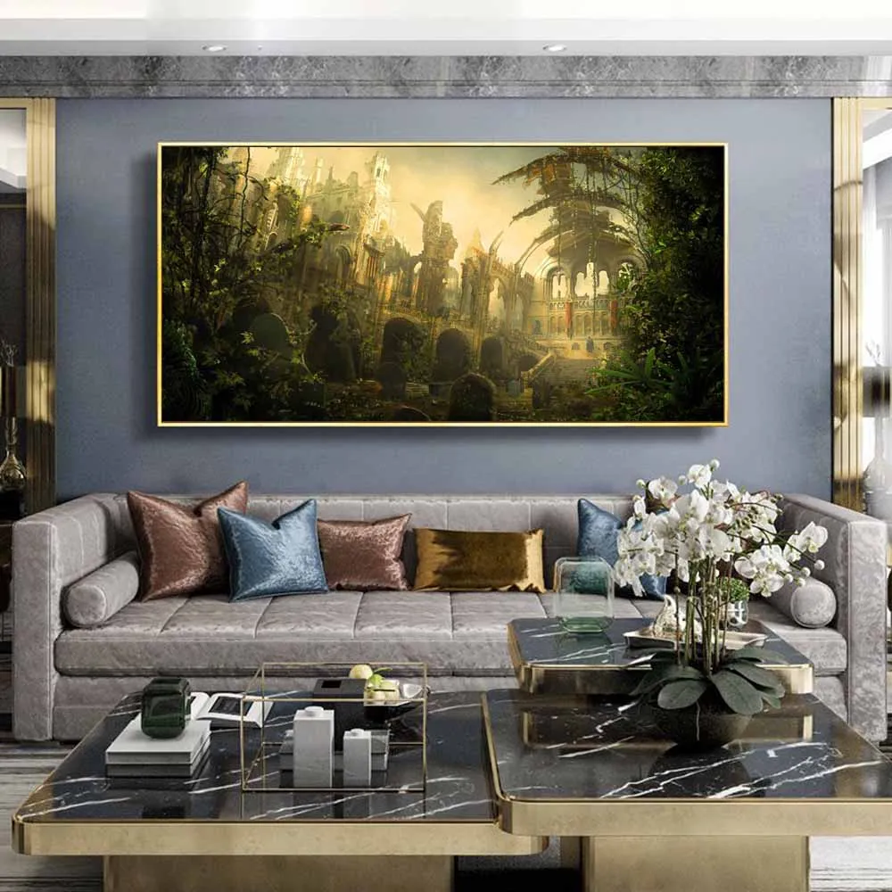 Landscape oil painting abandoned castle animation art canvas painting living room corridor office home decoration mural
Landscape oil painting abandoned castle animation art canvas painting living room corridor office home decoration mural