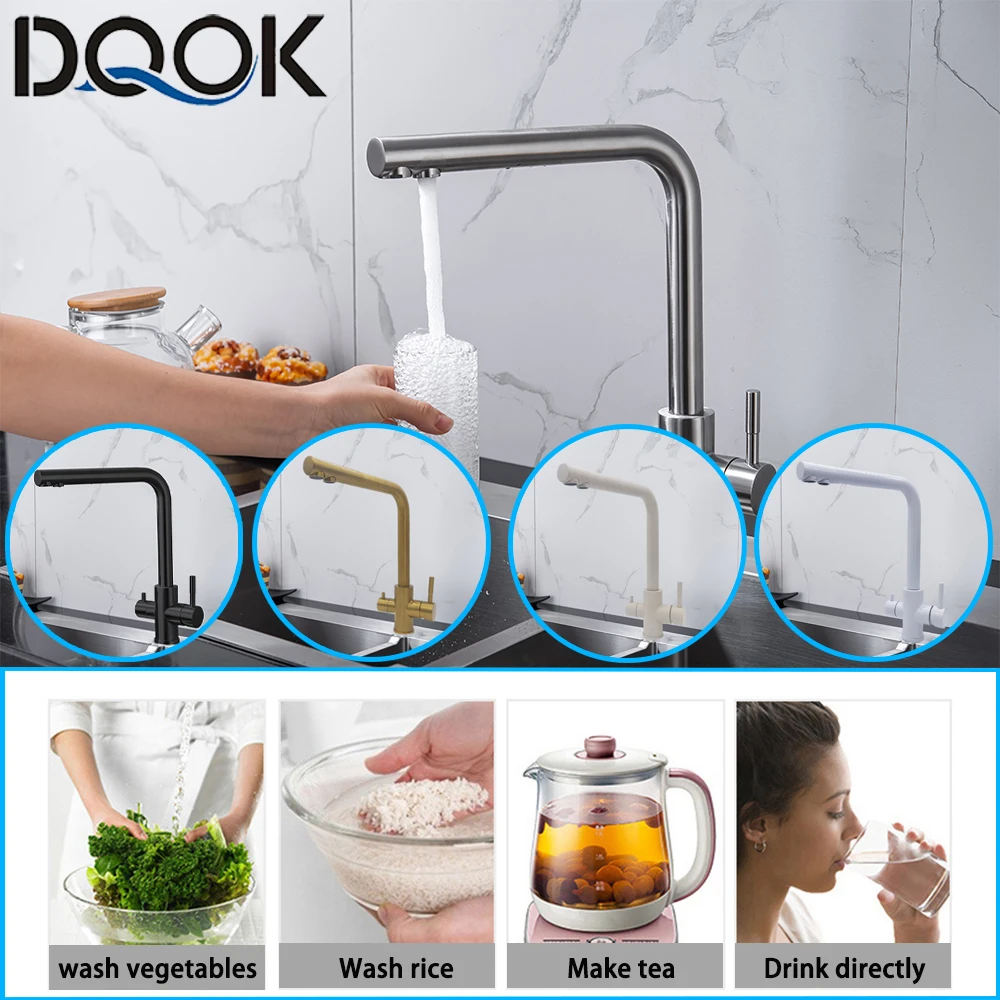 

Новый кран DQOK для питьевой фильтрованной воды, кухонный кран для очистки, кран с двойной ручкой, кран для кухонной раковины