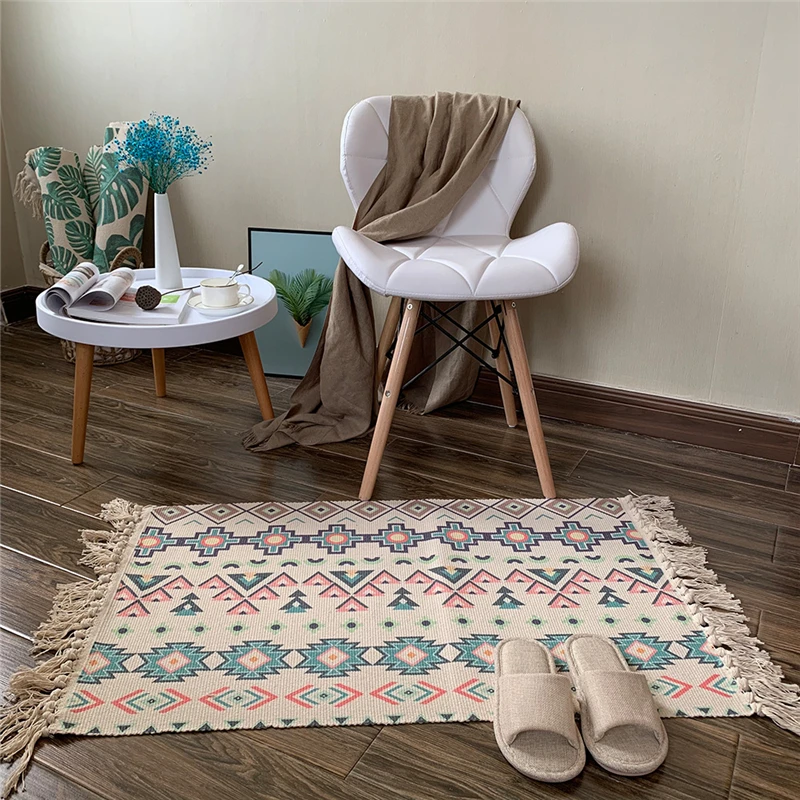 Nordic Style Cotton Carpet Tassel Woven Floor Mat Hand Weaving Tapestry Blanket Door Bedroom Sofa Living Room Area Rug Cushion 
Nordic Style Cotton Carpet Tassel Woven Floor Mat Hand Weaving Tapestry Blanket Door Bedroom Sofa Living Room Area Rug Cushion
