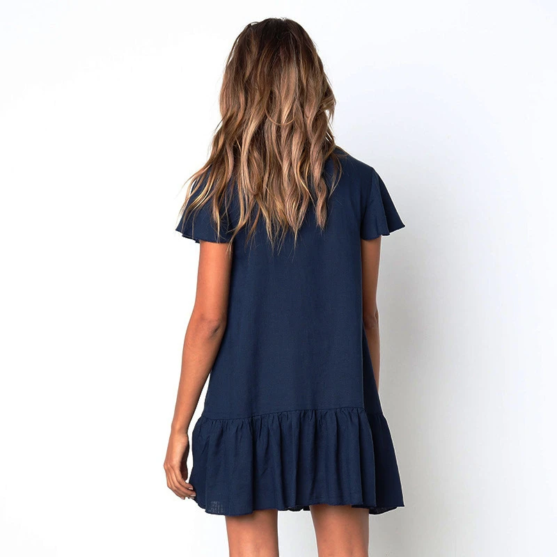 Solid Casual Mini Dress Sexy V-Neck Short Sleeve Buttons Women 2021 New Summer Dresses Cotton White Dress Women Dresses -Q47
Solid Casual Mini Dress Sexy V-Neck Short Sleeve Buttons Women 2021 New Summer Dresses Cotton White Dress Women Dresses -Q47