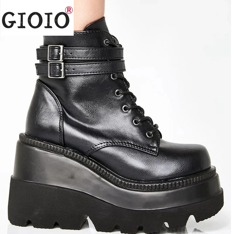 Winter Fashion High Platform Boots Leather High Wedges Ankle Boots Women 2021 New Female Punk Style High Heels Shoes for Woman
Winter Fashion High Platform Boots Leather High Wedges Ankle Boots Women 2021 New Female Punk Style High Heels Shoes for Woman